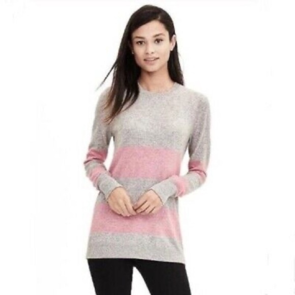 New Banana Republic Filpucci Gray & Pink Merino Wool Blend Tunic Sweater Medium - Picture 11 of 11